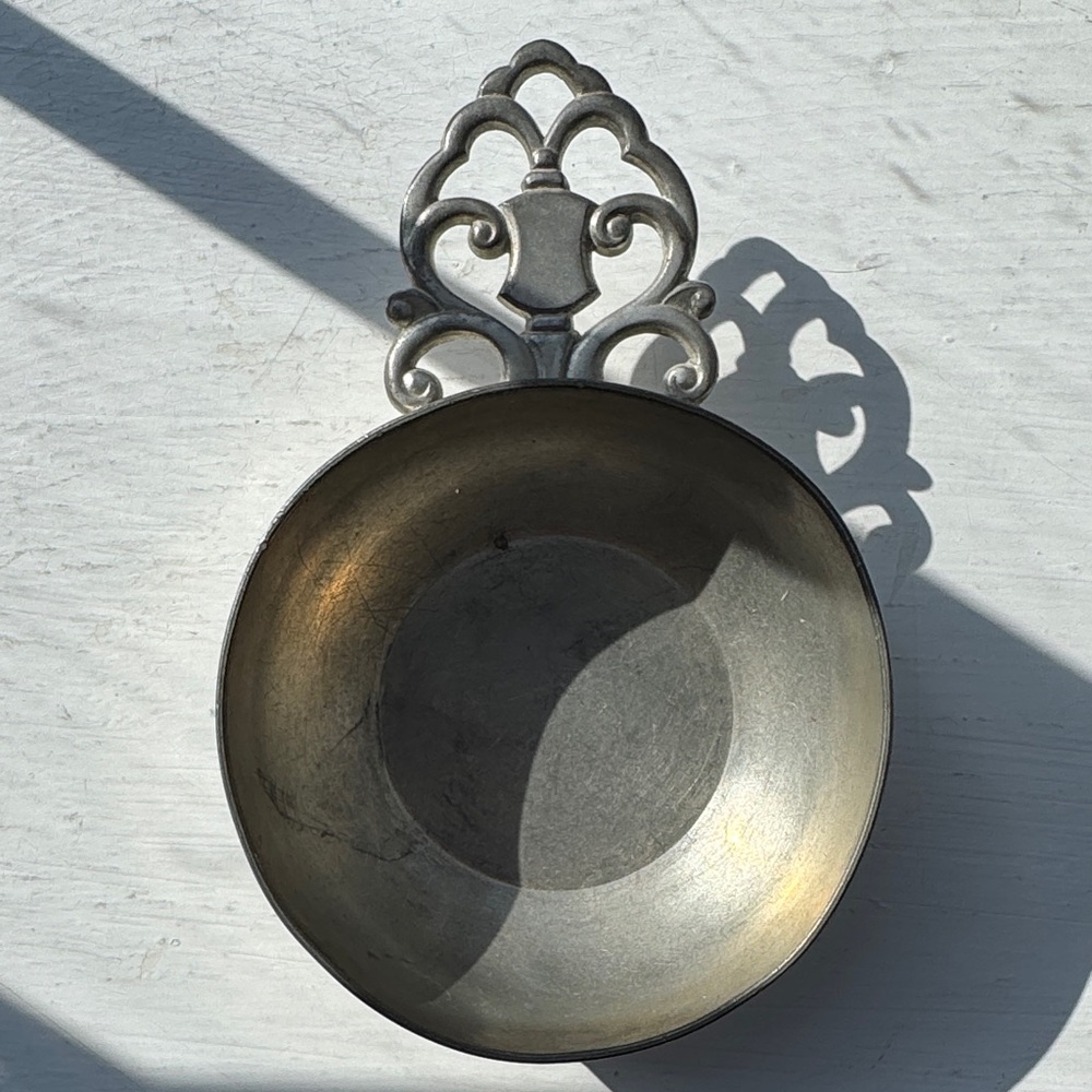 Vintage Antique Pewter Wine Tasting Bowl